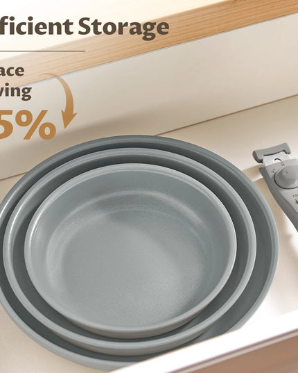 Non-Stick Frying Pan Set - 20/24/28 cm Removable Handles, Induction Compatible