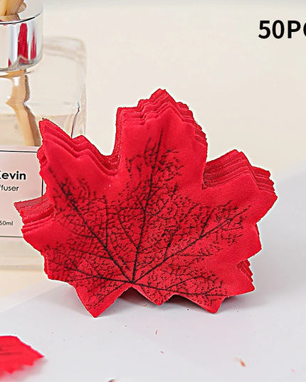 50-200Pcs Artificial Maple Leaves - Silk Decor for Weddings & Parties