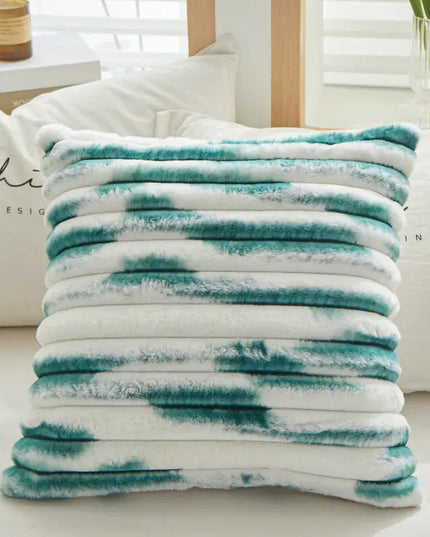Anqianny Double-Sided Faux Fur Cushion Cover - Fuzzy Striped Decorative Pillow