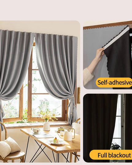 Simple Blackout Bedroom Curtains - High Shading, Self-Adhesive Design