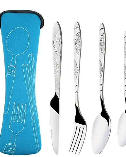 Portable Stainless Steel Dinnerware Set - 3Pcs/4Pcs/7Pcs Cutlery Kit
