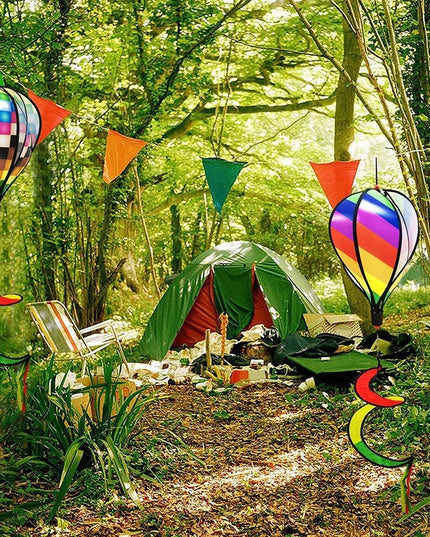 Rainbow Hot Air Balloon Wind Spinner - Vibrant Garden Decor Twister