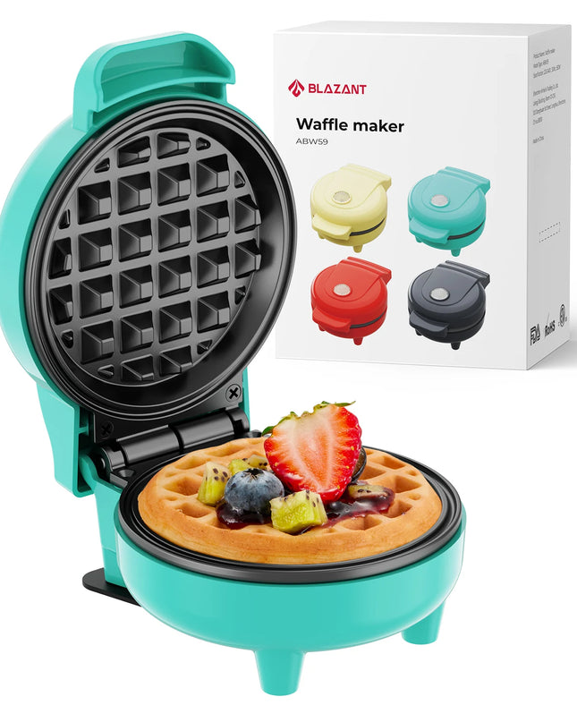 BLAZANT Mini Waffle Maker - Compact Nonstick Design for Quick Breakfast