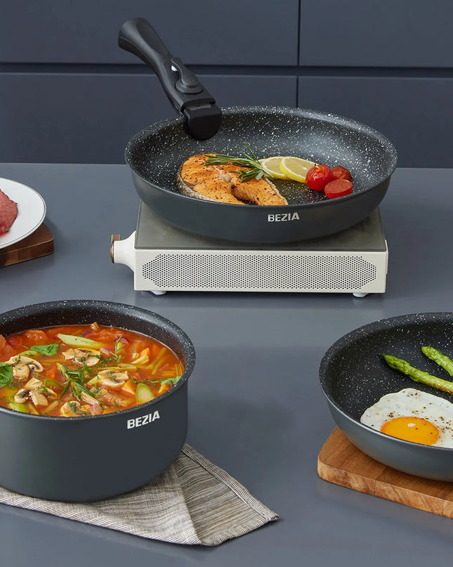 Induction Cookware Set - 10 Nonstick Pots and Pans with Removable Handles