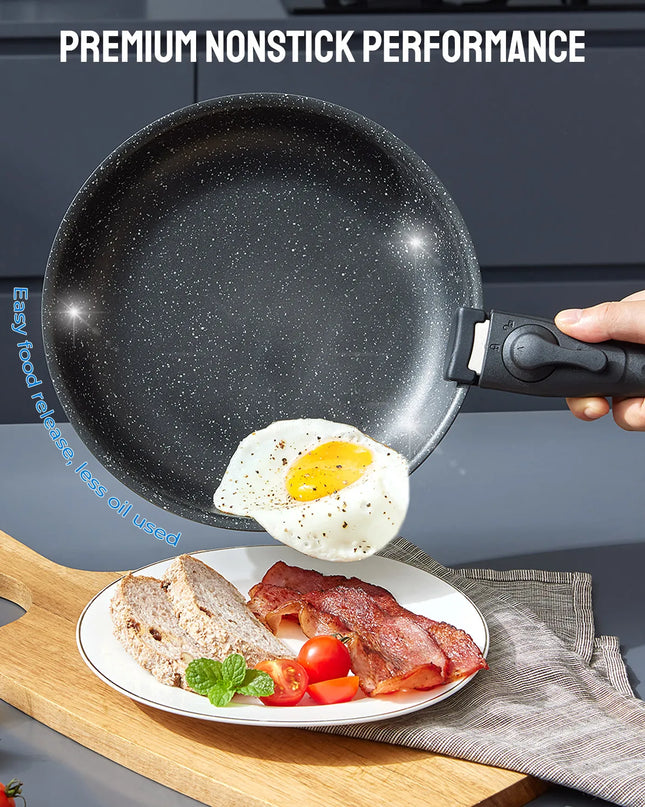 Induction Cookware Set - 10 Nonstick Pots and Pans with Removable Handles