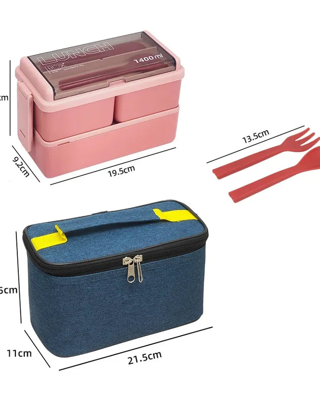 Double Layer Lunch Box with Storage Bag, Leakproof