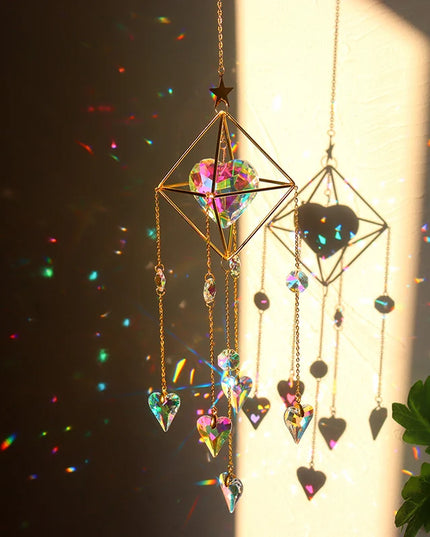 Sun Catchers Crystal Pendant Window Wind Chime Star Moon Light Catchers Rainbow Chaser Plated Colorful Hanging Drop Garden Decor