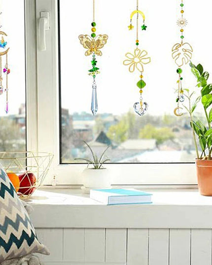 Rainbow Prism Wind Chimes - Artificial Crystal Hanging Pendant Decor