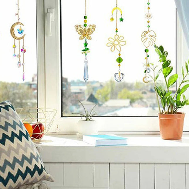 Rainbow Prism Wind Chimes - Artificial Crystal Hanging Pendant Decor