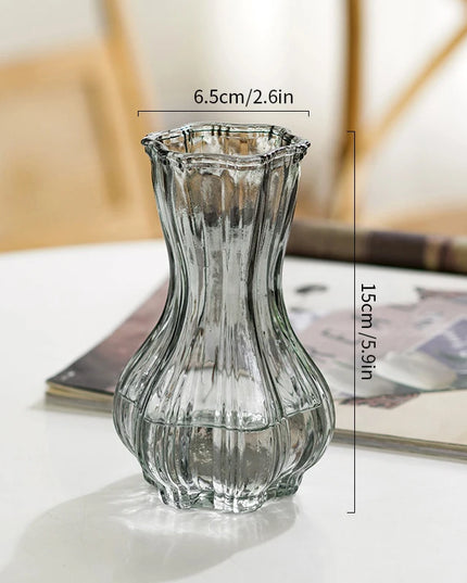Glass Transparent Flower Vase Retro Hydroponics Plants Pot Clear Flower Container Flowers Arrangement Bottle Table Decoration