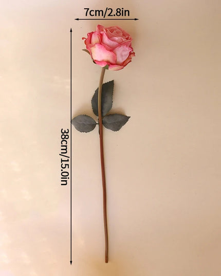 French Curled Rose Fake Flowers - Elegant Silk Bouquet for Home Decor
