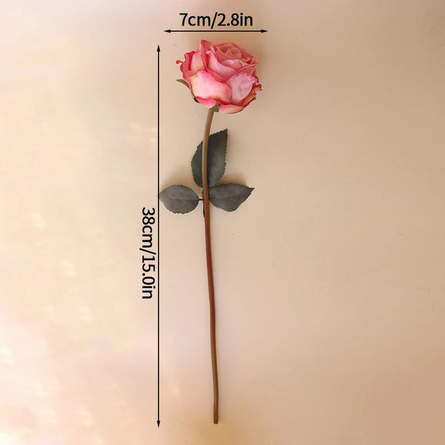 French Curled Rose Fake Flowers - Elegant Silk Bouquet for Home Decor