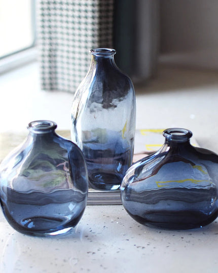 Retro Irregular Glass Flower Vase - Modern Decorative Table Ornament