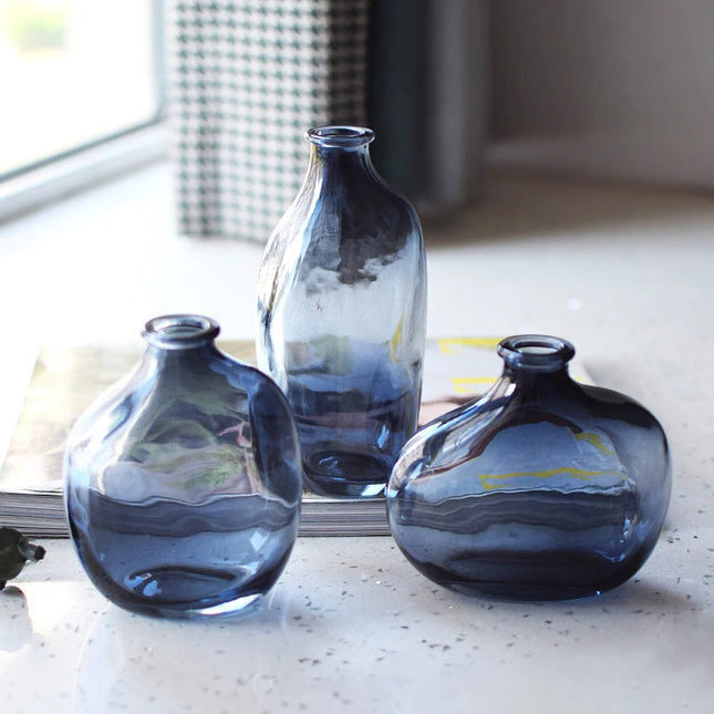 Retro Irregular Glass Flower Vase - Modern Decorative Table Ornament