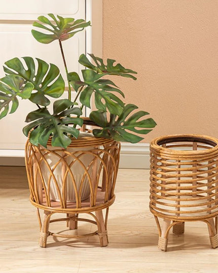 Ins Nordic Flower Pot Basket Wooden Flower Frame Indoor Outdoor Flower Pot Stand Living Room Green Plant Flower Pot Container