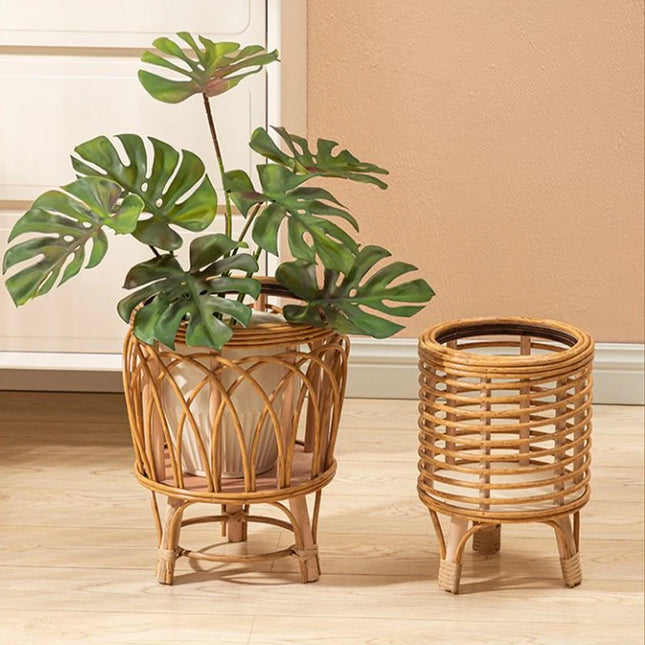 Ins Nordic Flower Pot Basket Wooden Flower Frame Indoor Outdoor Flower Pot Stand Living Room Green Plant Flower Pot Container