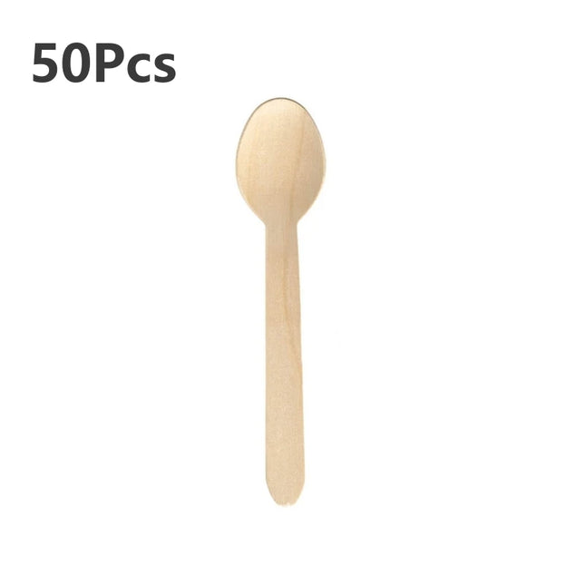 50Pcs Disposable Wooden Cutlery