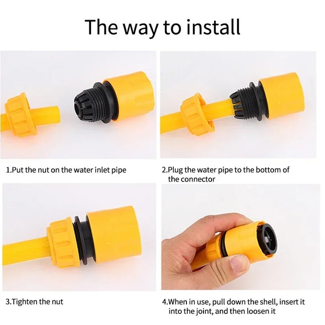 Garden Watering Hose Connector - 1/2" Quick Connect Repair Adapter