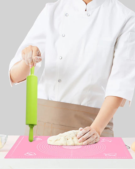 Non-Stick Silicone Rolling Pin with Wooden Handle for Baking Pastry
