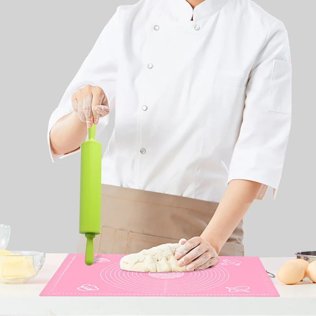 Non-Stick Silicone Rolling Pin with Wooden Handle for Baking Pastry
