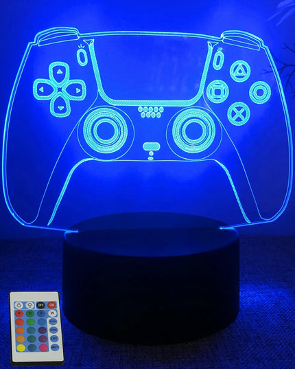 Neon Gamer 3D LED Night Light - RGB Cartoon Lamp for Bedroom