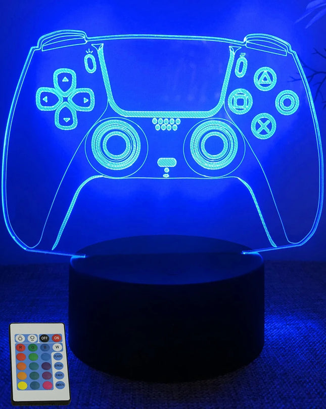 Neon Gamer 3D LED Night Light - RGB Cartoon Lamp for Bedroom