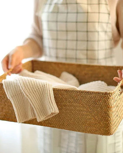Handmade Woven Storage Basket - Eco-Friendly Picnic & Sundries Organizer
