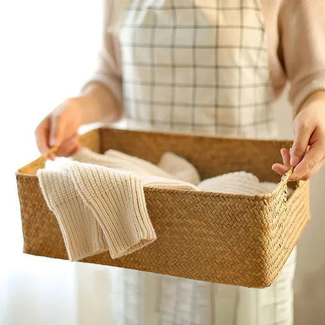 Handmade Woven Storage Basket - Eco-Friendly Picnic & Sundries Organizer
