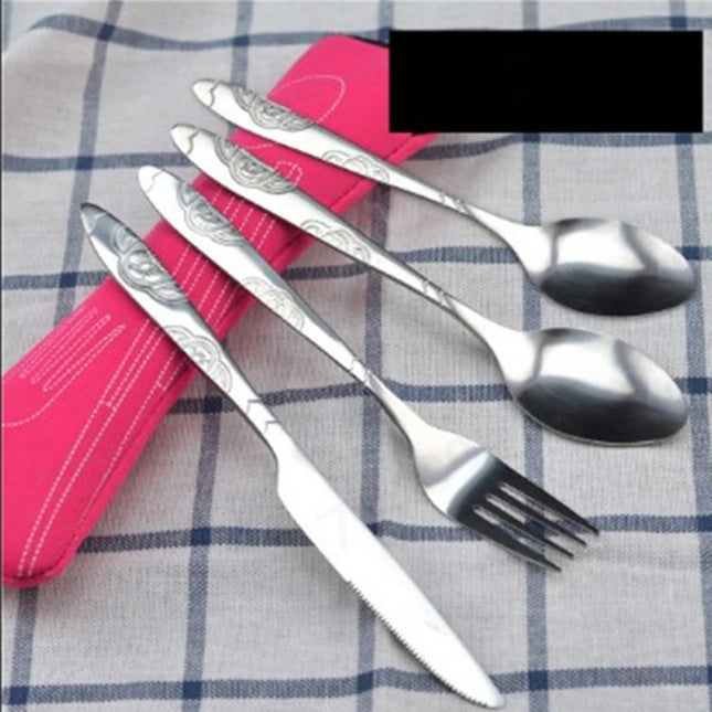 Portable Stainless Steel Dinnerware Set - 3Pcs/4Pcs/7Pcs Cutlery Kit