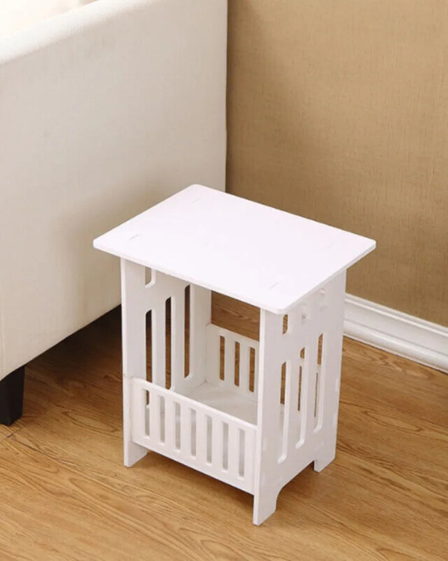 Modern White Bedside Table - Small Nightstand for Bedroom Storage