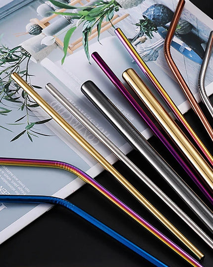 3pcs Reusable Stainless Steel Drinking Straws - Dishwasher Safe Set