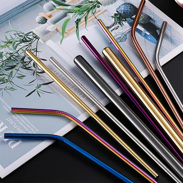 3pcs Reusable Stainless Steel Drinking Straws - Dishwasher Safe Set