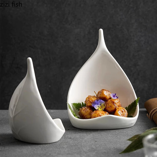 Creative Ceramic Dinner Plates - Irregular Design for Sushi & Snacks