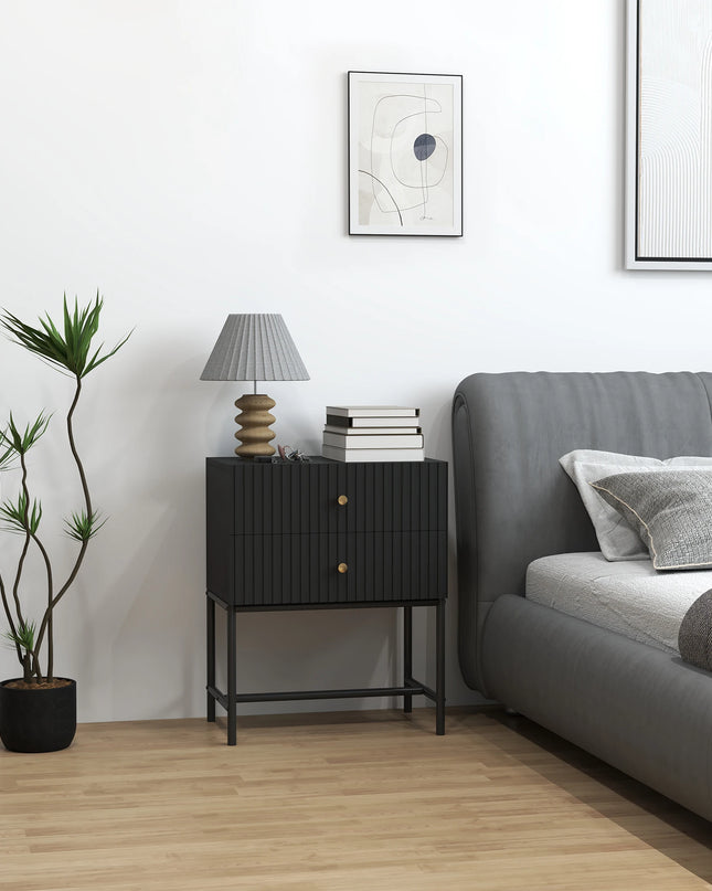 HOMCOM Modern Bedside Table - 2 Drawers for Stylish Bedrooms