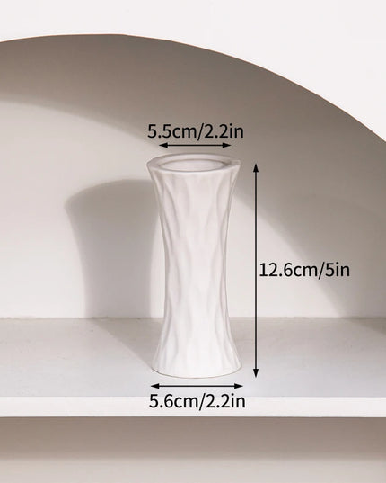 White Nordic Ceramic Flower Vase - Retro Style Decorative Plant Pot