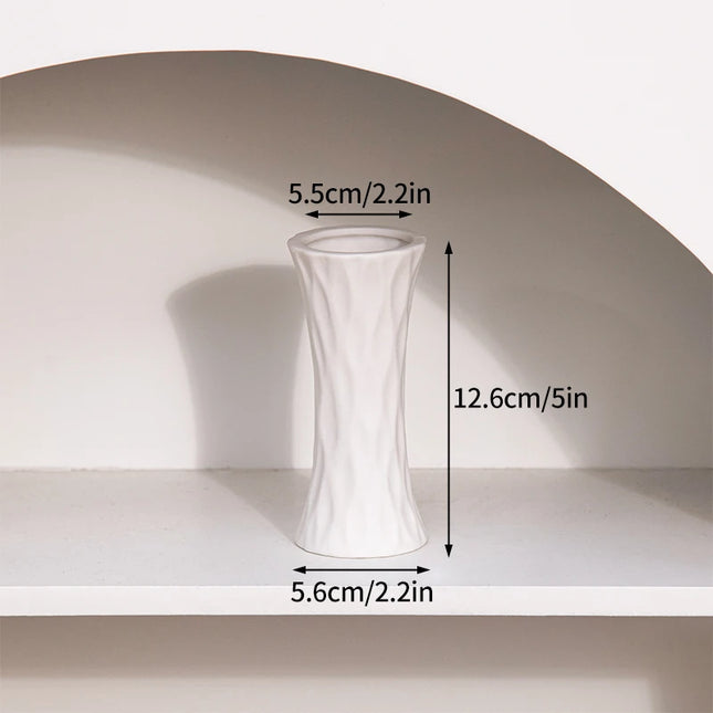 White Nordic Ceramic Flower Vase - Retro Style Decorative Plant Pot