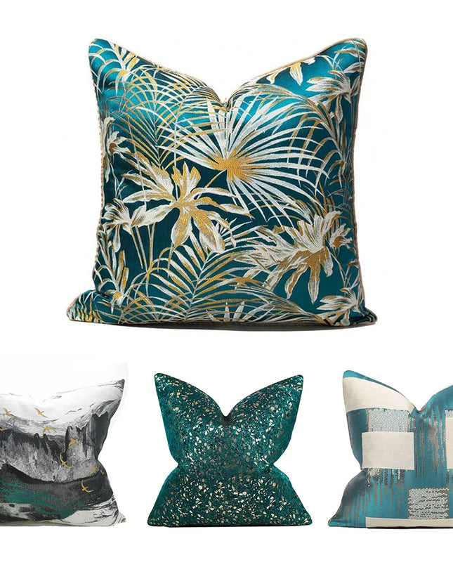 Anqianny Modern Green Sofa Cushion Cover - Nordic Abstract Design