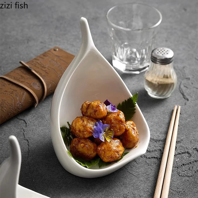 Creative Ceramic Dinner Plates - Irregular Design for Sushi & Snacks