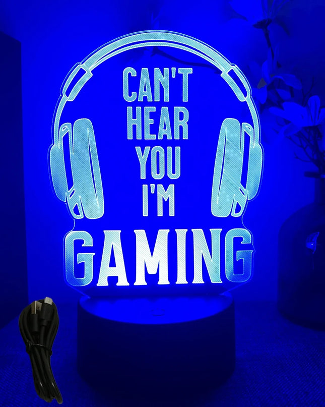 Neon Gamer 3D LED Night Light - RGB Cartoon Lamp for Bedroom