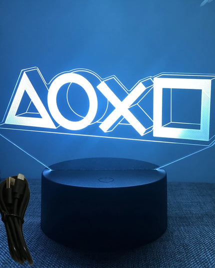 Neon Gamer 3D LED Night Light - RGB Cartoon Lamp for Bedroom
