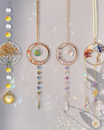 Crystal Sun Catchers Wind Chimes - Rainbow Light Catching Outdoor Decor