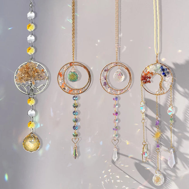 Crystal Sun Catchers Wind Chimes - Rainbow Light Catching Outdoor Decor