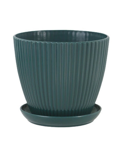 Plastic Flower Pot Succulent Plant Pot with Tray Green Dill Round Double Layer Small Flowerpot Home Office Desktop Decoration