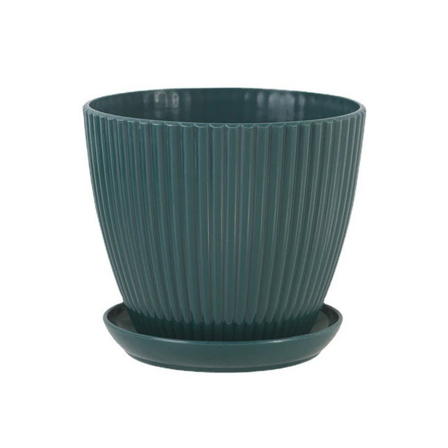 Plastic Flower Pot Succulent Plant Pot with Tray Green Dill Round Double Layer Small Flowerpot Home Office Desktop Decoration