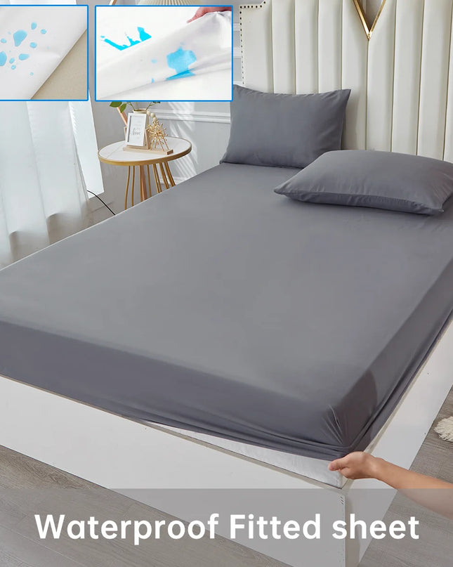 Anqianny 4-Piece Solid Bedding Set - Waterproof Fitted Sheet & Pillowcases
