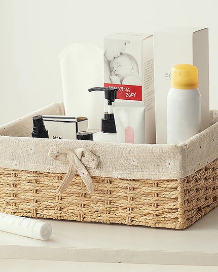 Woven Storage Baskets Organizers Picnic Breakfast Basket Laundry Box Sundries Storage Basket Desktop Cosmetics Snack Storage Box
