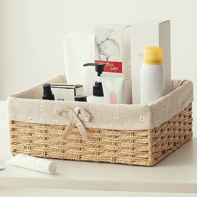 Woven Storage Baskets Organizers Picnic Breakfast Basket Laundry Box Sundries Storage Basket Desktop Cosmetics Snack Storage Box