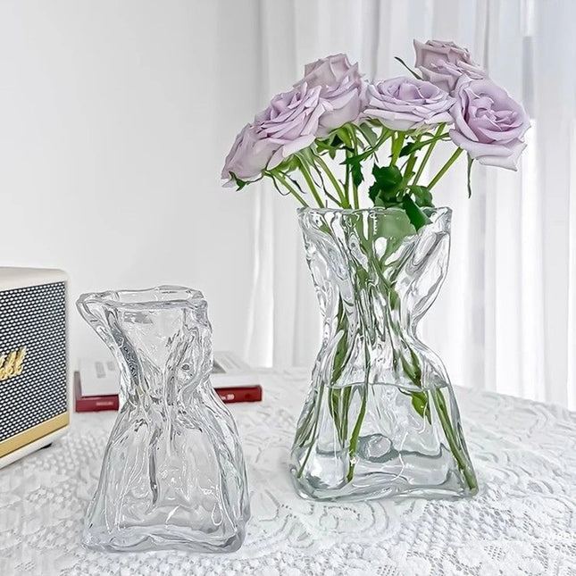 Glass Transparent Flower Vase Creative Designed Hydroponics Plants Pot Fresh Flowers Arrangement Bottle Table Desktop Ornaments