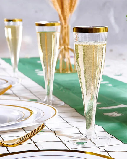 25/50Pcs Clear Champagne Flutes 5oz, Plastic Glitter Champagne Flutes