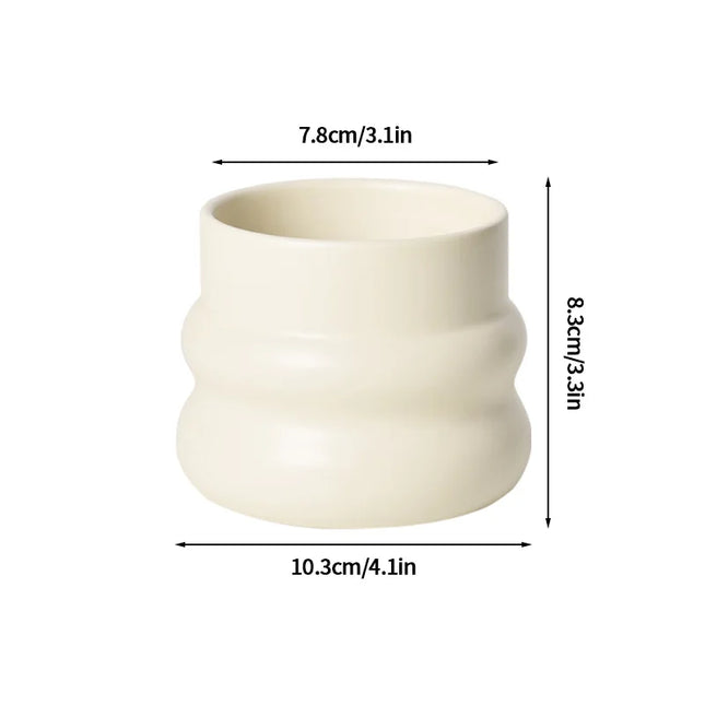 Cream Ceramic Flowerpot - Small Succulent Plant Pot for Home Decor